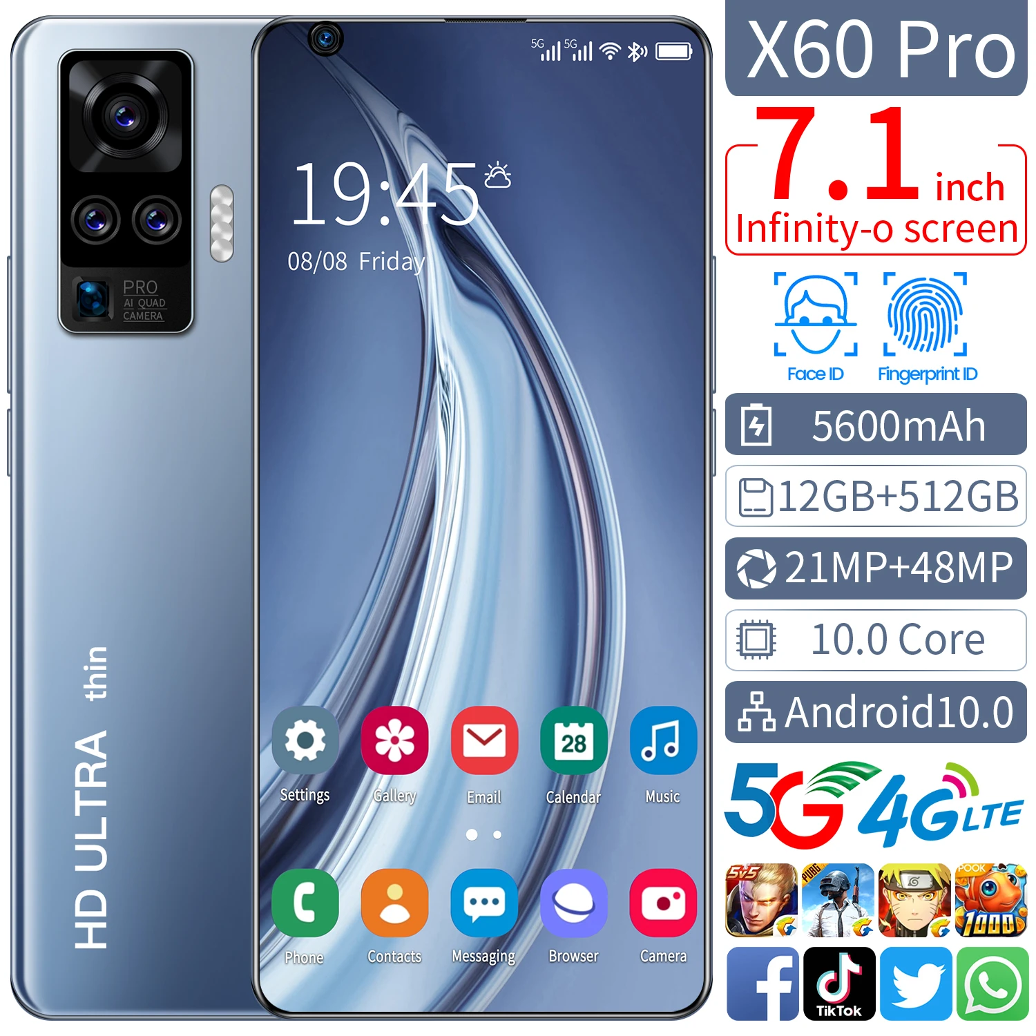 
 2020 новый модный X60 Pro Android AMOLED 3G 4G 5G android телефон оптом Оригинальный разблокированный смартфон  