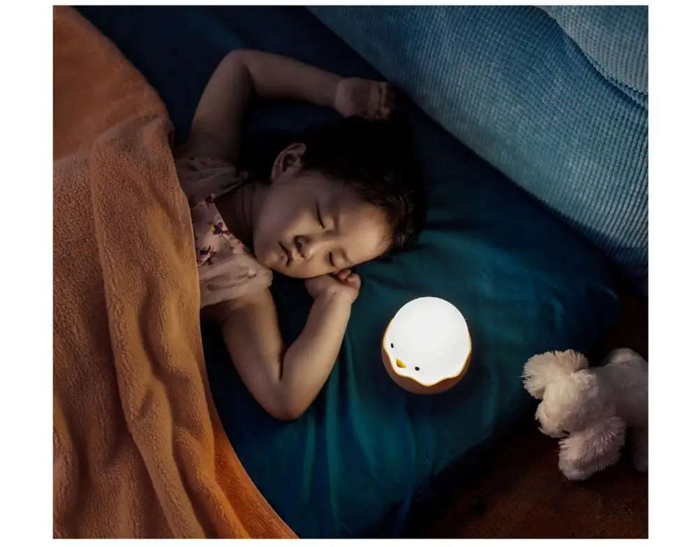 Custom Logo Led Light Toy Touch Sensor Chicken Silicone LED Rechargeable  Desk Lamp Night Light for Kids Baby Children Room