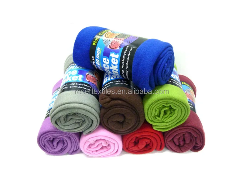 Customizable Lightweight 100% Polyester Polar Fleece Throw Blanket Solid Pattern Winter Travel Carry-On Available in Size Color