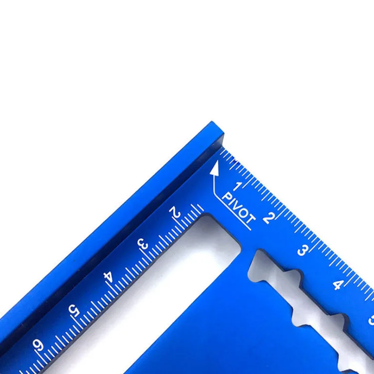 Blue Multi-Angle Measuring Ruler For Woodworking - Aluminum & Plastic Template Tool For 45 & 90 Degree Marks