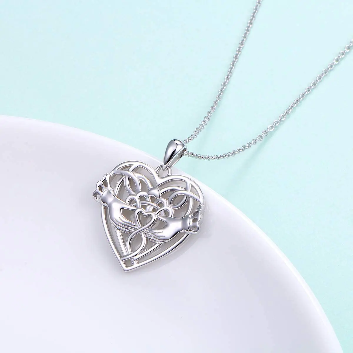 WOSTU 1 pezzo Ciondolo a forma di cuore in argento sterling 925 con nodo celtico, adatto per braccialetti e bangles fai-da-te, stile vintage, gioiello raffinato | SHEIN ALIA