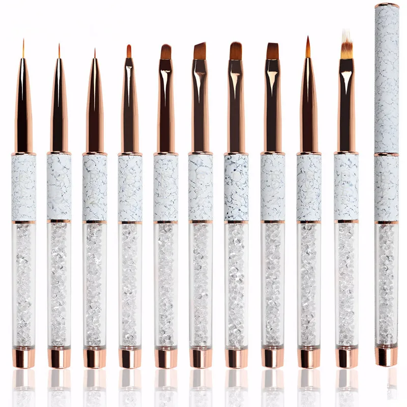 Hot Sell Custom Logo Rhinestones Kolinsky Acrylic Marble Handle Brushes