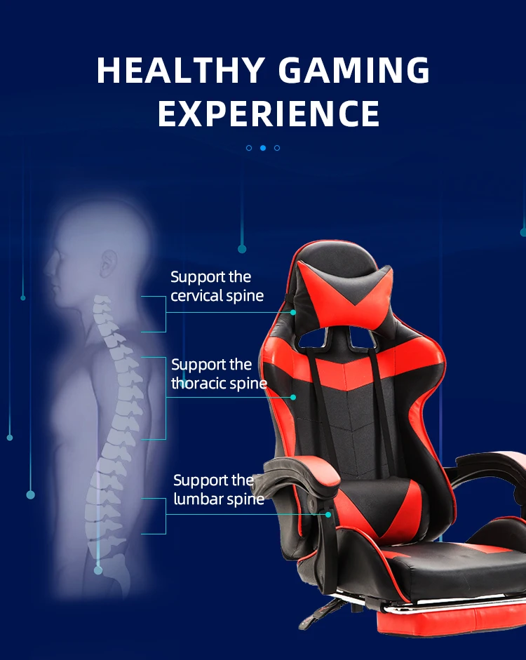 Customize Black Luxury Reclining Footrest Cheap Gaming Chair Massage