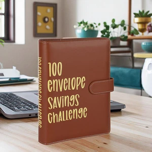 Custom A5 Brown PU Leather Budget Binder Cash Envelopes Expense Planner Sheets Organizer Wholesale