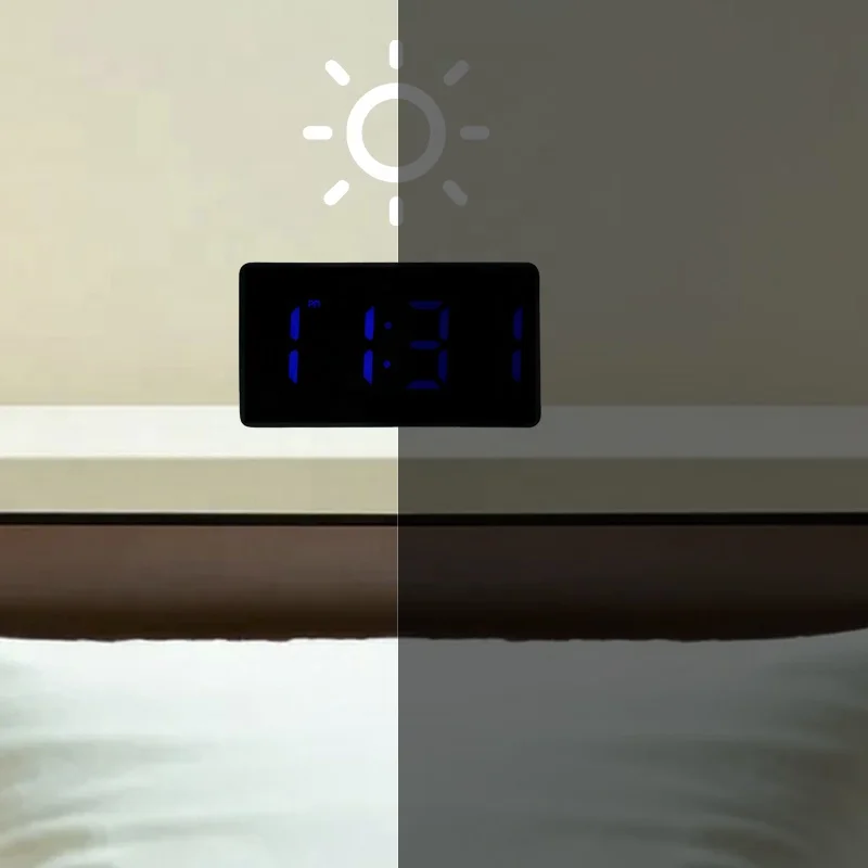 Desk Digital LCD Clock Alarm Clock 12/24 Hour System Mini Home Office Student Night Light Clock and Temperature