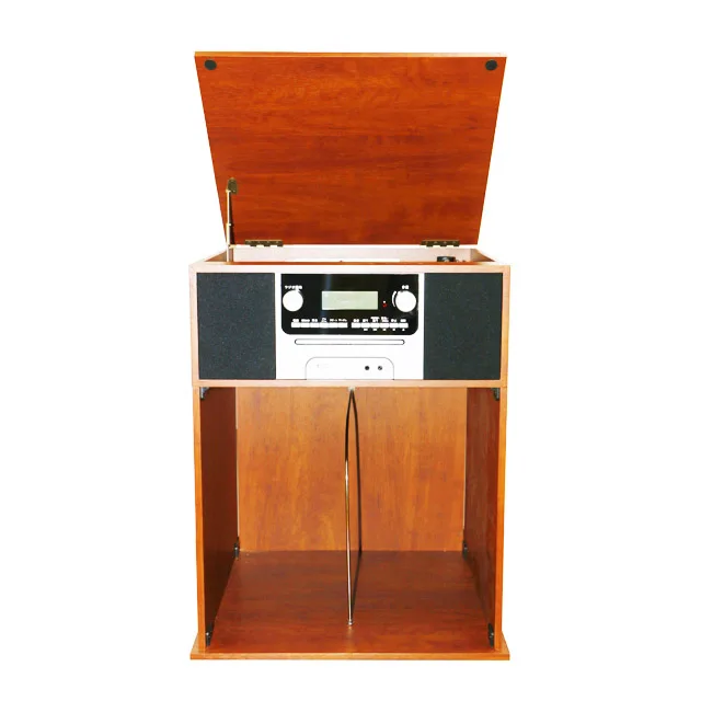 Vintage Classic Wooden Gramophone With Turntable Player CD Pleayer AM/FM Radio