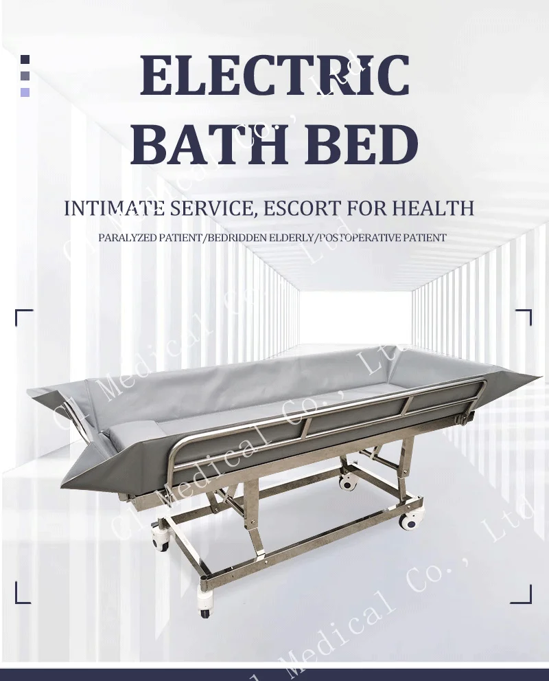 High Quality Height Adjustable Hospital Shower Trolley Bed For Disabled
