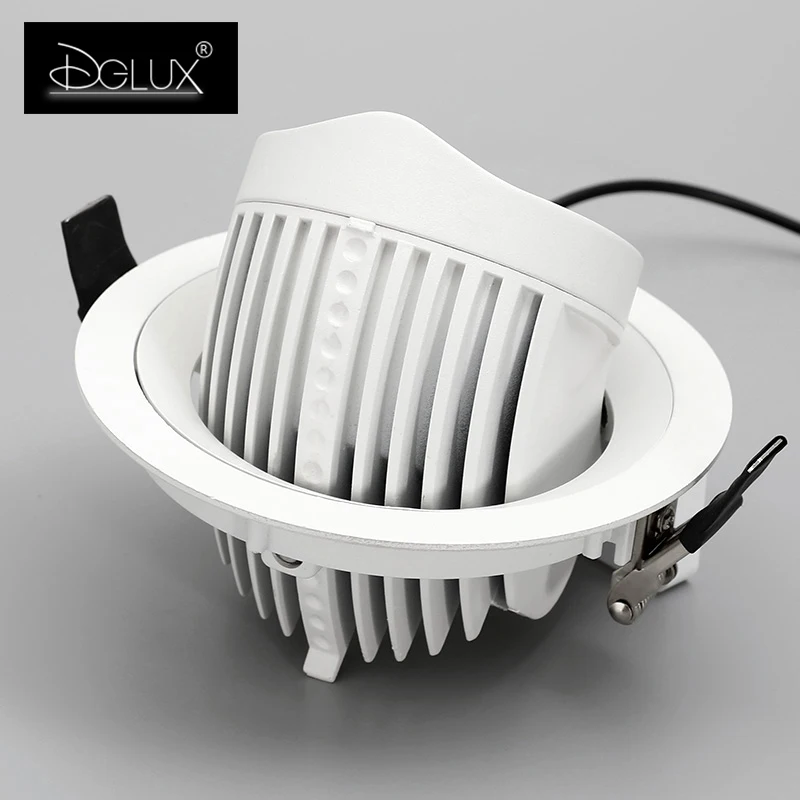 DGLUX High Lumen Embedded Cob 360 Degree Adjustable Ceiling Downlight Shell Aluminum 30w 40w Led Downlight