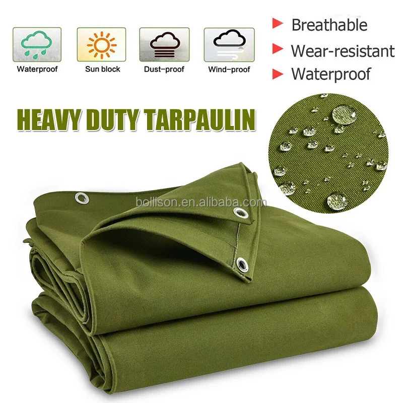 coated fabric Green Canvas Tarpaulin, Size: Custom Sizes Available
