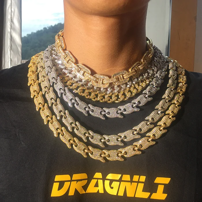 gold plated iced out chain