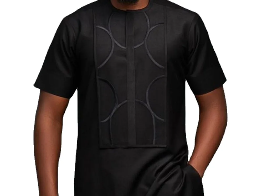 Thobe Homme - Caftan Islamique Coton/Lin - Manches Courtes, Col Rond - Style Dubaï