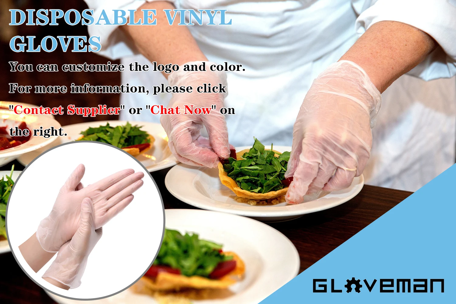 Gloveman 100 Pcs Box Clear Nonsterile Powder Free Household Food Grade Laboratory Examination