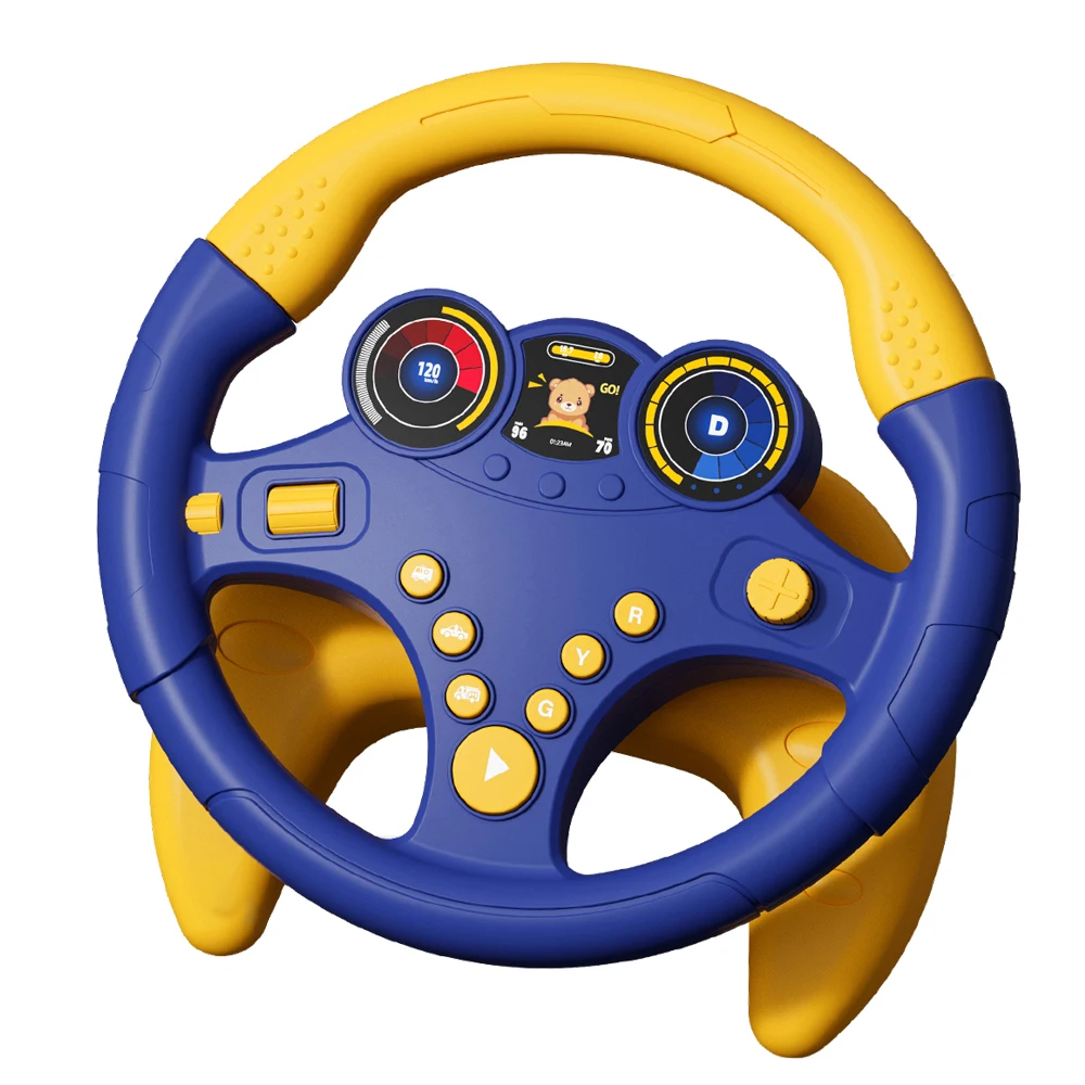 New Products Eco-friendly Fashion Educational Games Foot Pedal Simulation Driving With Light Music Steering Wheel Toys for Kids