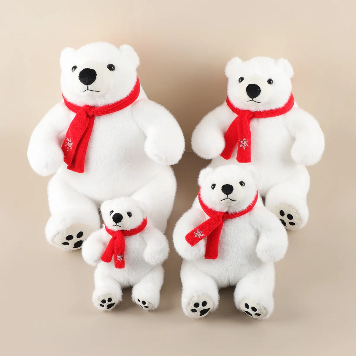 Lovely Sitting White Polar Bear with Scarf Plush Stuffed