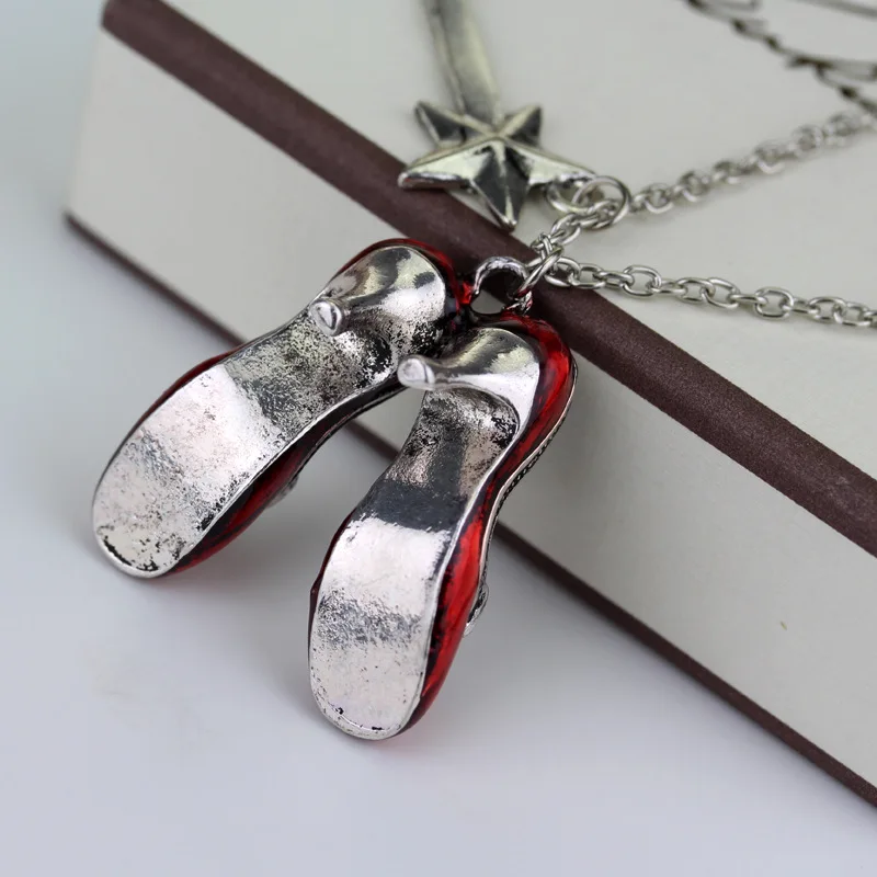 Wizard of Oz Ruby Slippers and Wand Pendant Necklace Wholesale