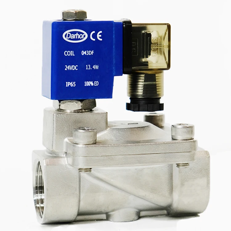 normally closed 2 way Stainless Steel brass Pilot operated electric gas solenoid valve