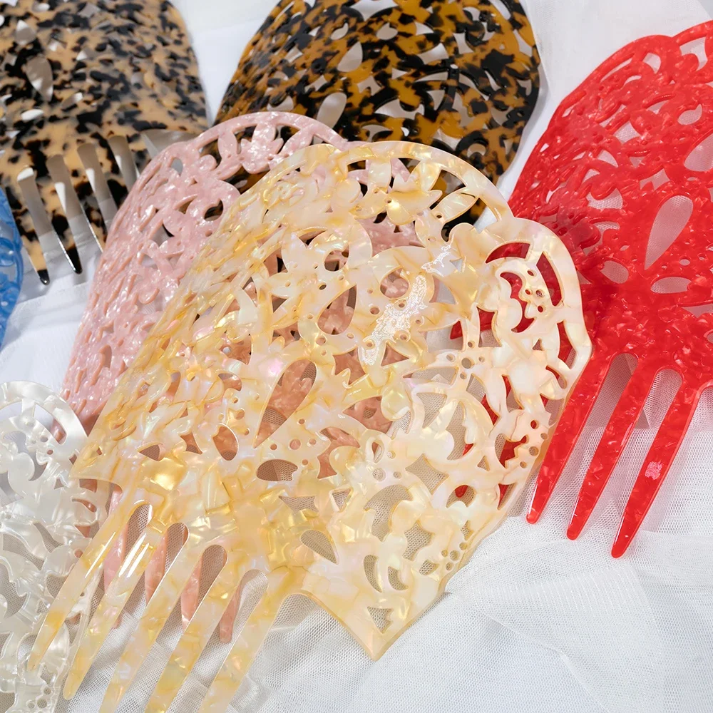 Hollow Out Women Fork Flamenco Spanish Style  Acetate Hair Combs Insert Style Combs for Hair Decoration  KN-hc203