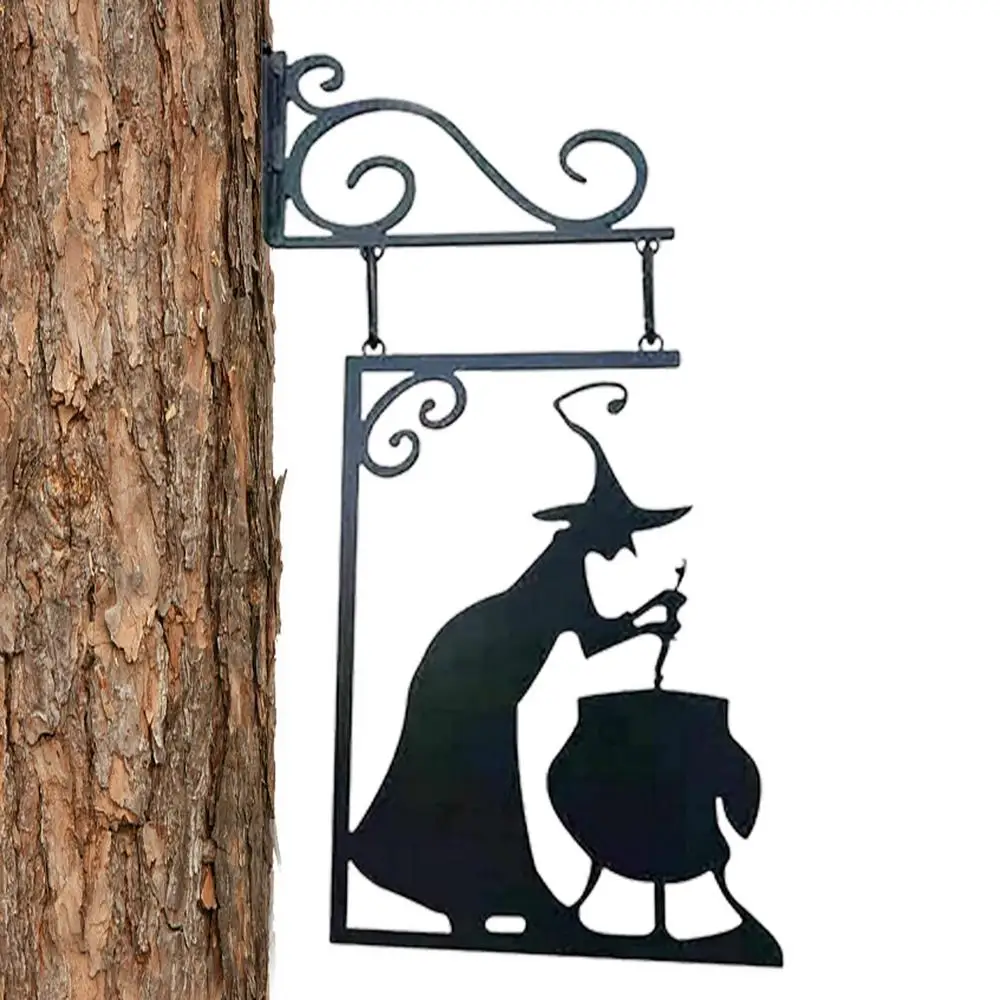Metal Witch Boiler Silhouette Decoration Sign Wall