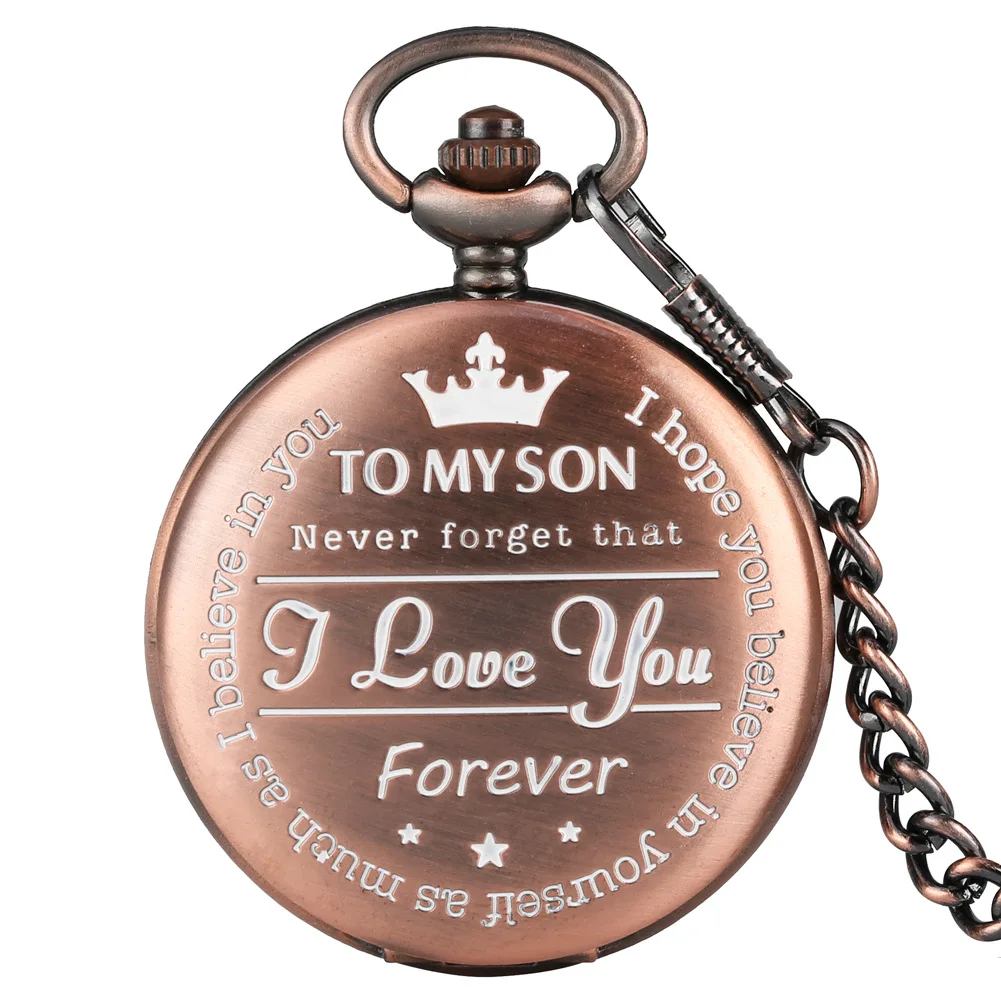 New Engraved Son Gifts Personalized Pattern Vintage Quartz Pocket