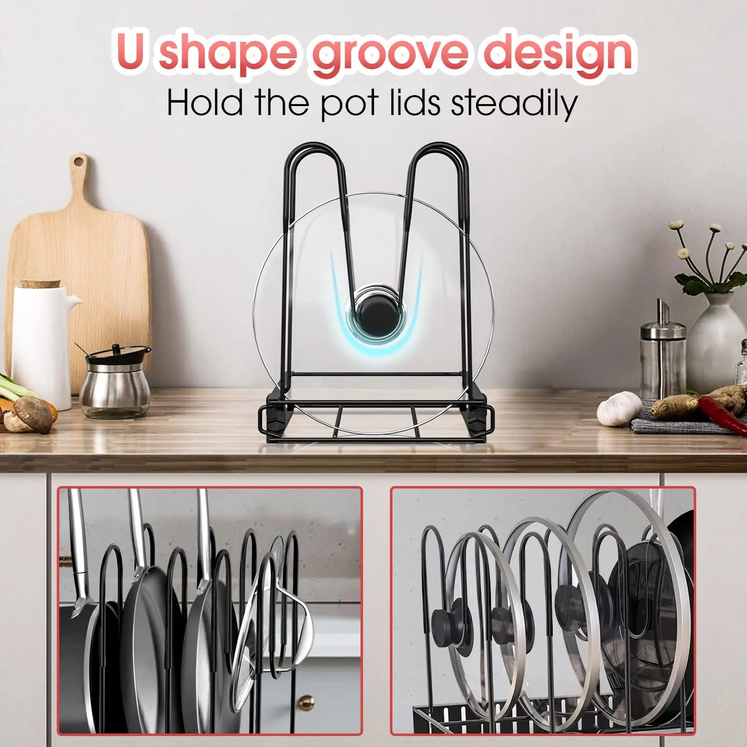 Custom Size Color Pot Holders for Kitchen Pot Lid Holder Plate Rack Kitchen Organizer Suitable for Kitchen Utensils Storage