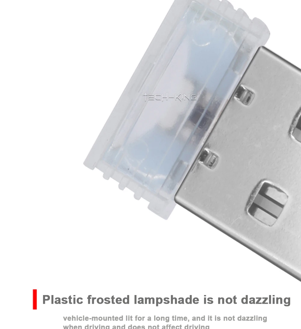 TECH-KING Car Interior Atmosphere Lamp Ambient Lighting Kit Night Led Decoration Mini Universal USB led Light Atmosphere Lamp