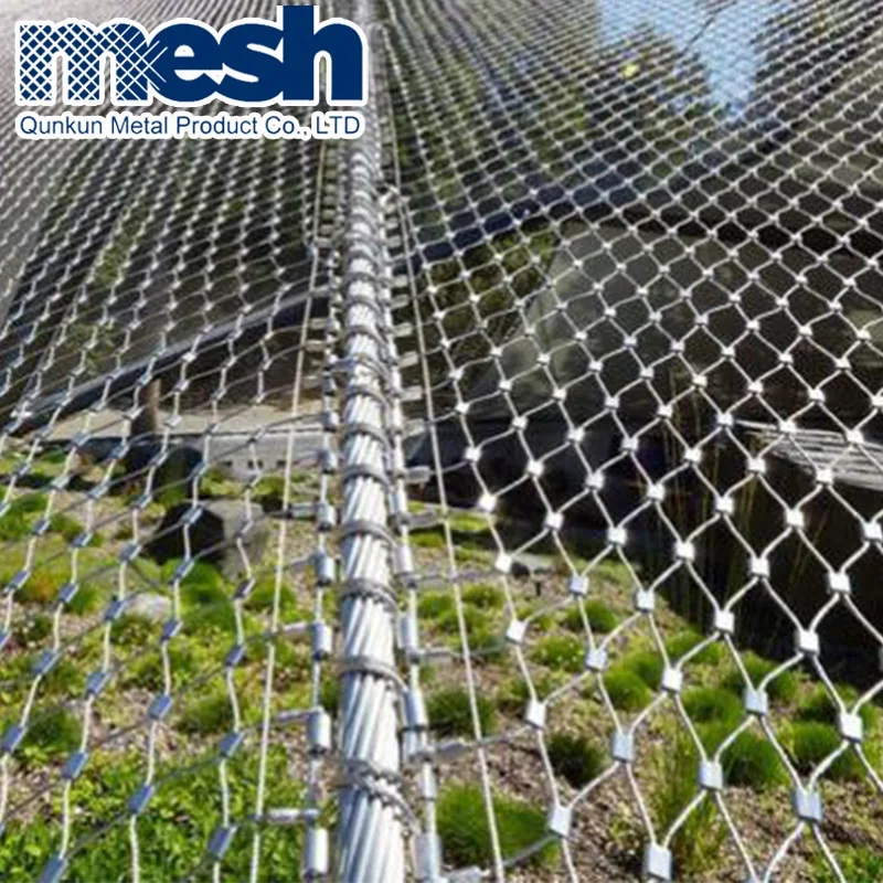 Stainless Steel Wire Rope Mesh Net Rock Fall protection Fence Parrots Enclosure Mesh Stainless Steel Flexible Wire Mesh Netting