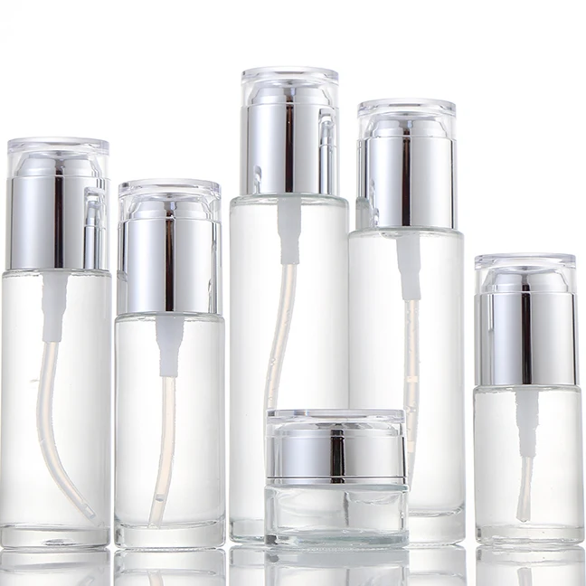 20 ml, 30 ml, 40 ml, 50 ml, 60 ml, 80 ml, 100 ml, Großhandel, luxuriöse transparente, runde, leere Lotionsflasche aus Glas