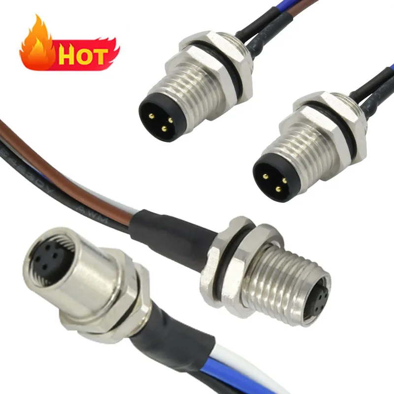 Rigoal Custom M5 3 4 Pin Cable Connectors A Code Male Female Plug Socket Panel Mount Waterproof 3Pin 4Pin M5 Wire Connector