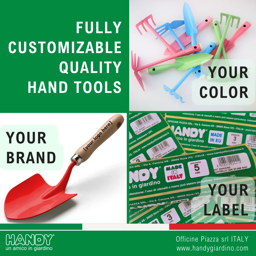 Italian Quality Customizable for Color Small Steel Hand Hoe Square Shape Trident Hand Tools Scraper Home Gardening OEM Tool Set