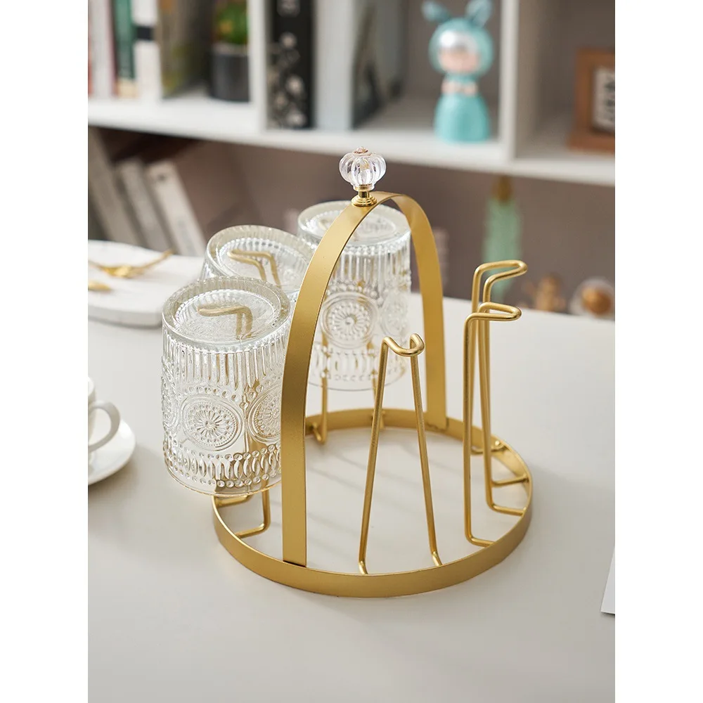 Nordic Luxury Gold Metal Cup Holder Six Holders Rack For Living Room