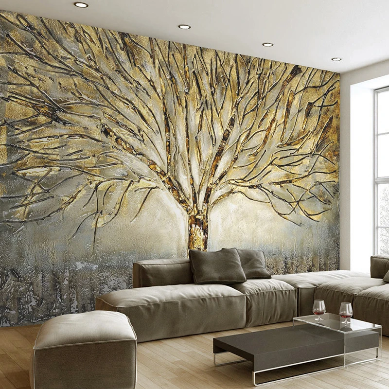 Custom 3d Wall Murals Wallpaper Modern Fashion Abstract Art Relief Oil  Painting Tree Living Room Tv Background Mural Wall Paper - Buy Kids Room  Wallpaper,Stickers Mural,Green Wall Paper Product on 