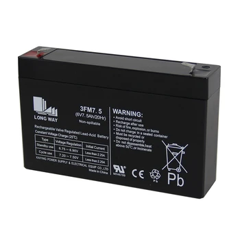LONG WAY General Series Small Capacity 6V 7.5Ah Deep Cycle AGM VRLA Lead-acid Batteries for UPS Alarm System Solar Golf Carts