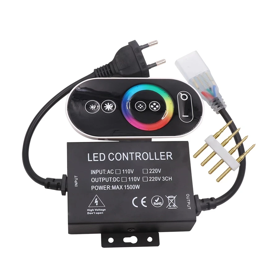 220V RF3 RF24 RF20 RF8 RF23 RF6 IR24 IR20 IR25 1500W 10mm PCB Full Touch LED RGB Control with 4Pin Connector EU Plug