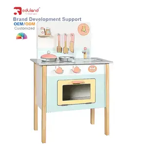 EDULAND Two-Sided New Design Wooden Kitchen Toy Realistic Tabletop Stove with Juguete Popular Kitchen & Food Toys 2-7 Years Kids