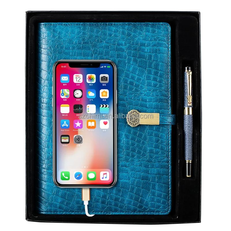 Retro Style Elegant Pattern Design Note Book Power Bank Power Book with Usb Flash Drive