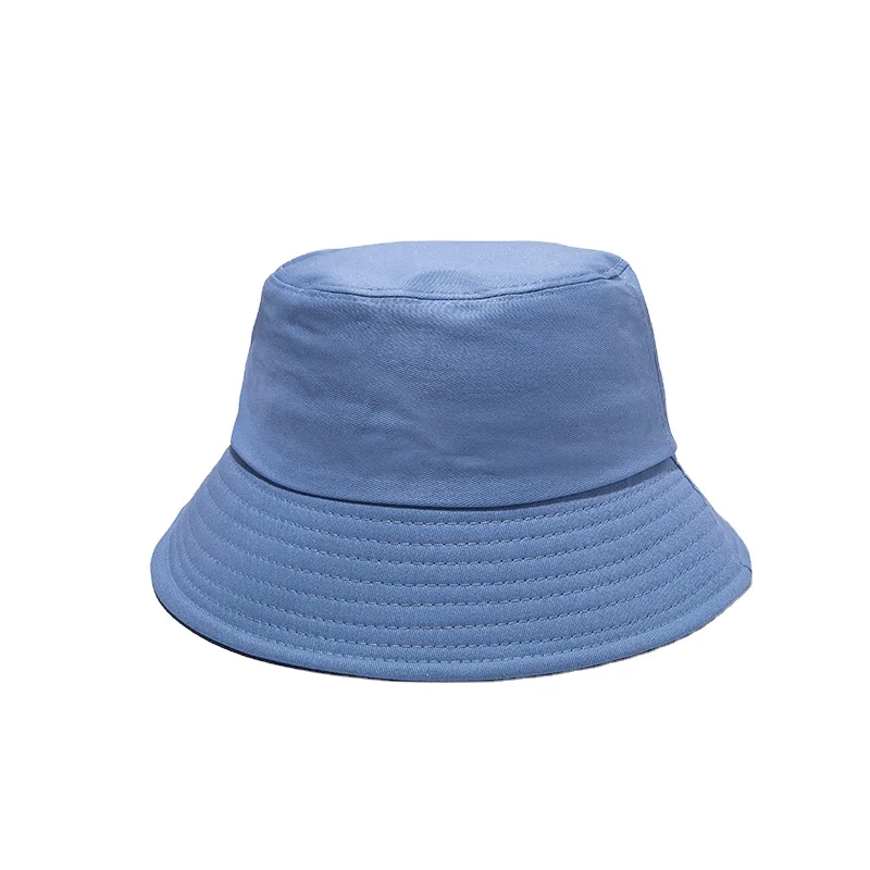 Custom Sublimated 3d Embroidery Logo Fisherman Hat Flat Top Wide Brim Cotton Foldable Vintage Denim Washed Bucket Hat for Women