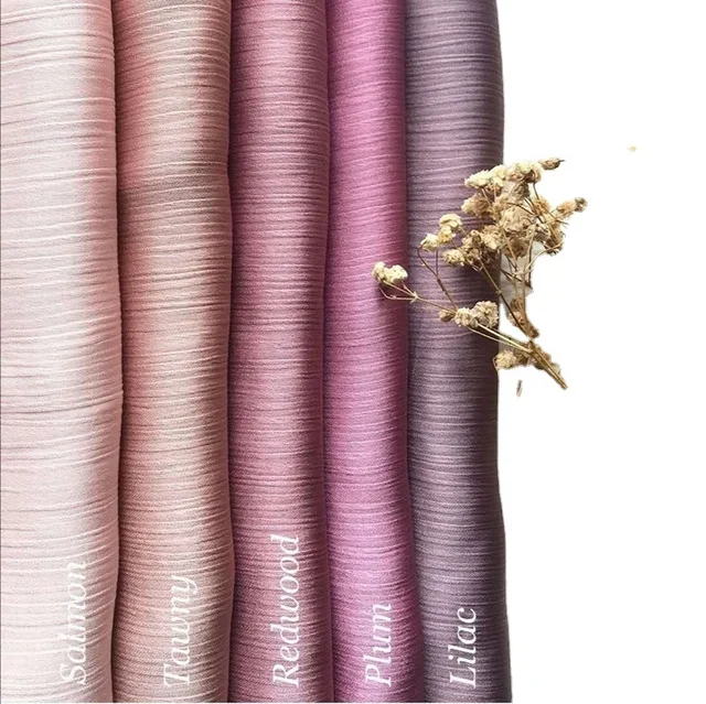2024 New Malaysia Tudung Ladies Crinkle Plain Color Satin Crepe Scarf Shawl Wrap Muslim Women Pleated Stain Silk Hijabs
