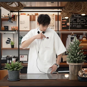 Japanese Vintage 100% Cotton Men's Short-Sleeved T-Shirt OEM & ODM Production with Digital Printing for Spring