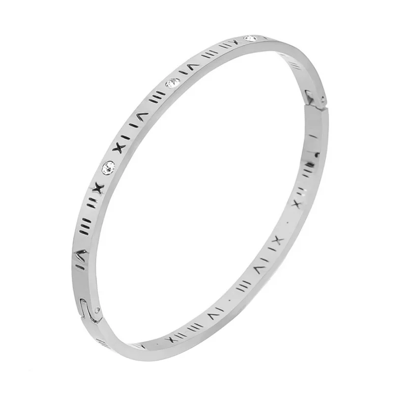 Jewelry, Silver Bangle Bracelet Roman Numeral