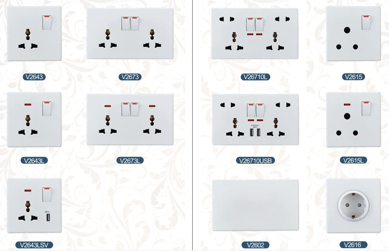 VNX White UK 13A Light Button Switch Fast Charging Power Wall Switch Socket 220V Electrical Outlet Wall Switch