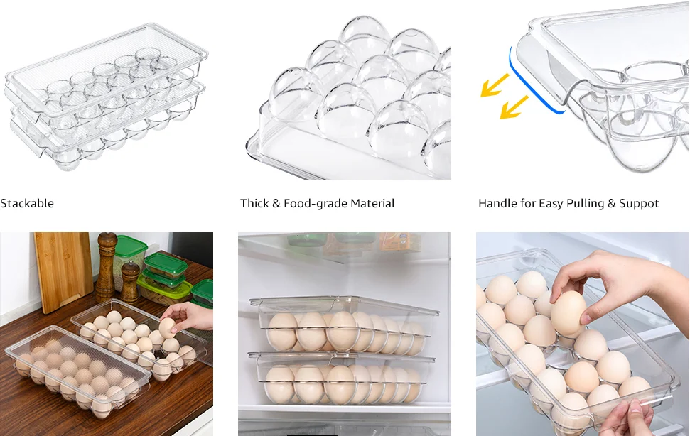 Plastic Egg Holder For Refrigerator Storage Box Fridge Egg Container ...