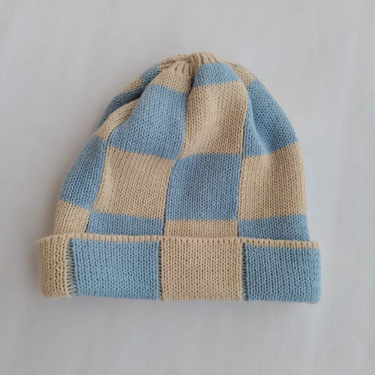 New fashion winter sweater baby hat double ball wool cap pure color children's knitted beanie