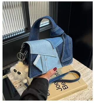 Novelty Jeans Splice Design Small Square Bag New Arrival Fashion Retro Denim Cross body Bag for Women