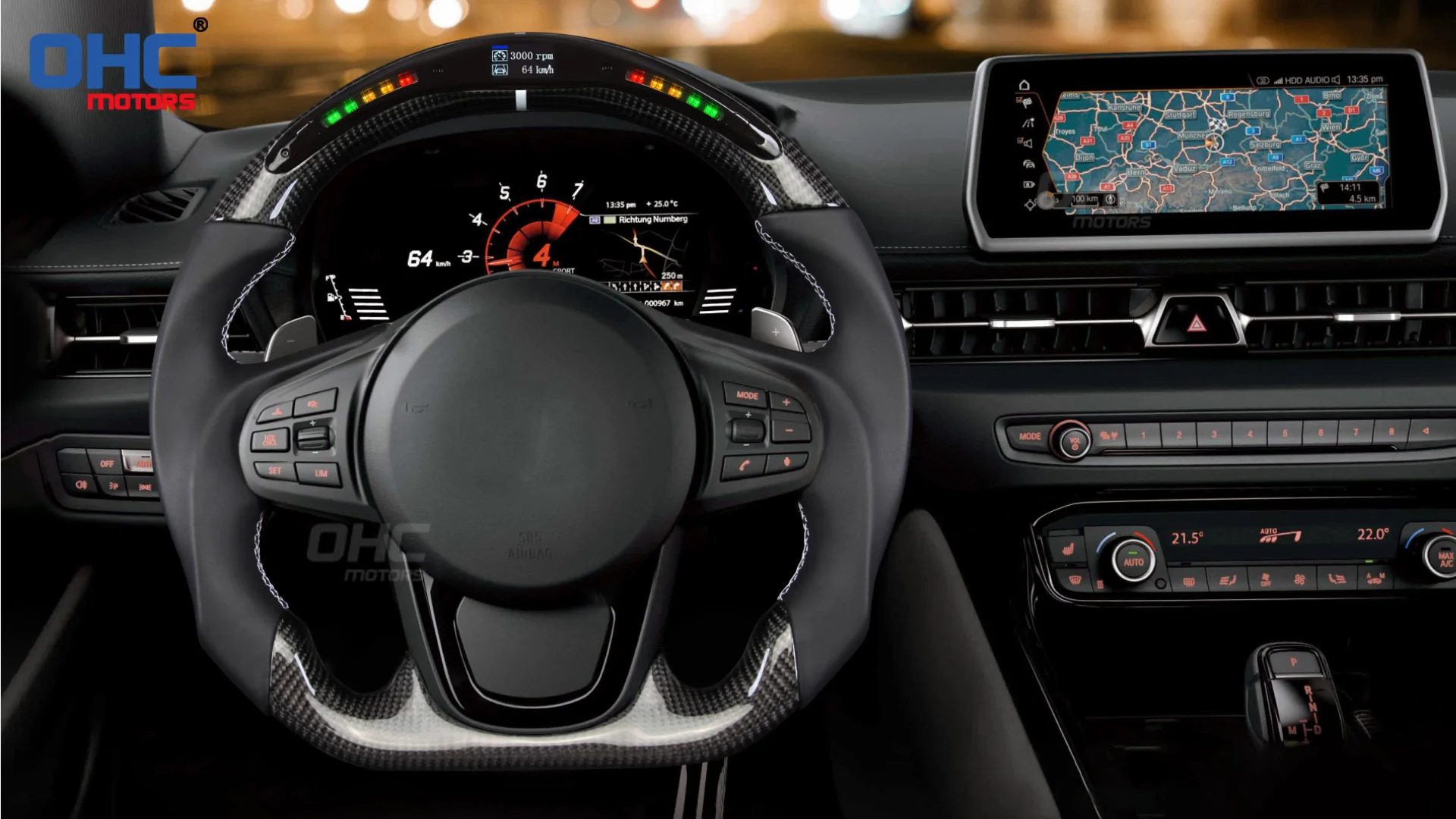 A90 Led Carbon Fiber Steering Wheel Compatible With Toyota Supra Mk5