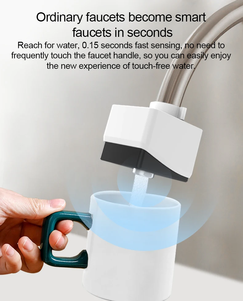 IPX6 Automatic Kitchen Faucet Touchless Sensor Inductive Switches Wave ...
