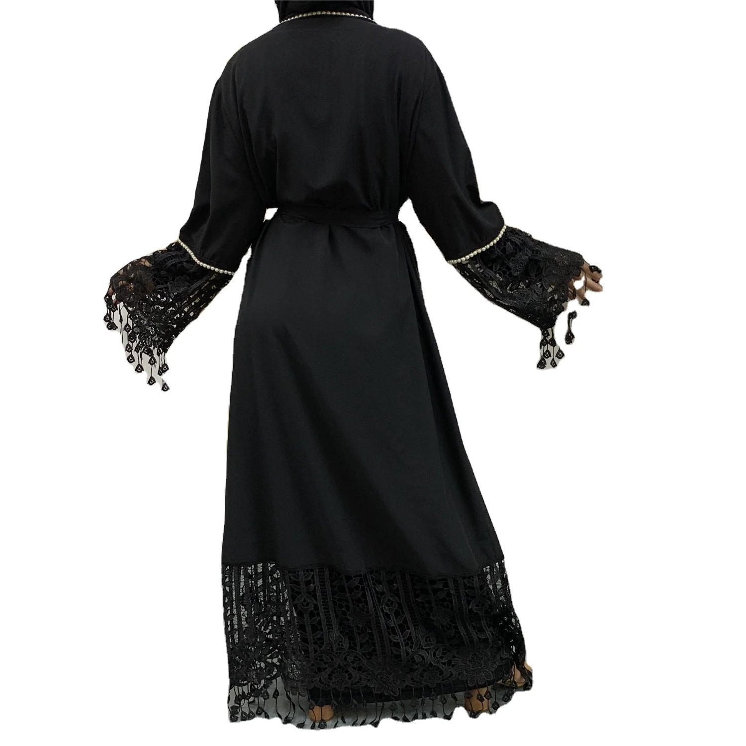 S0032 Muslim Lace Maxi Dress Black Abaya Women Kaftan Pearls Embroidery Long Robes Kimono Jubah Ramadan Arab Islamic Clothing S0032 Muslim Lace Maxi Dress Black Abaya Women Kaftan Pearls Embroidery Long Robes Kimono Jubah Ramadan Arab Islamic Clothing