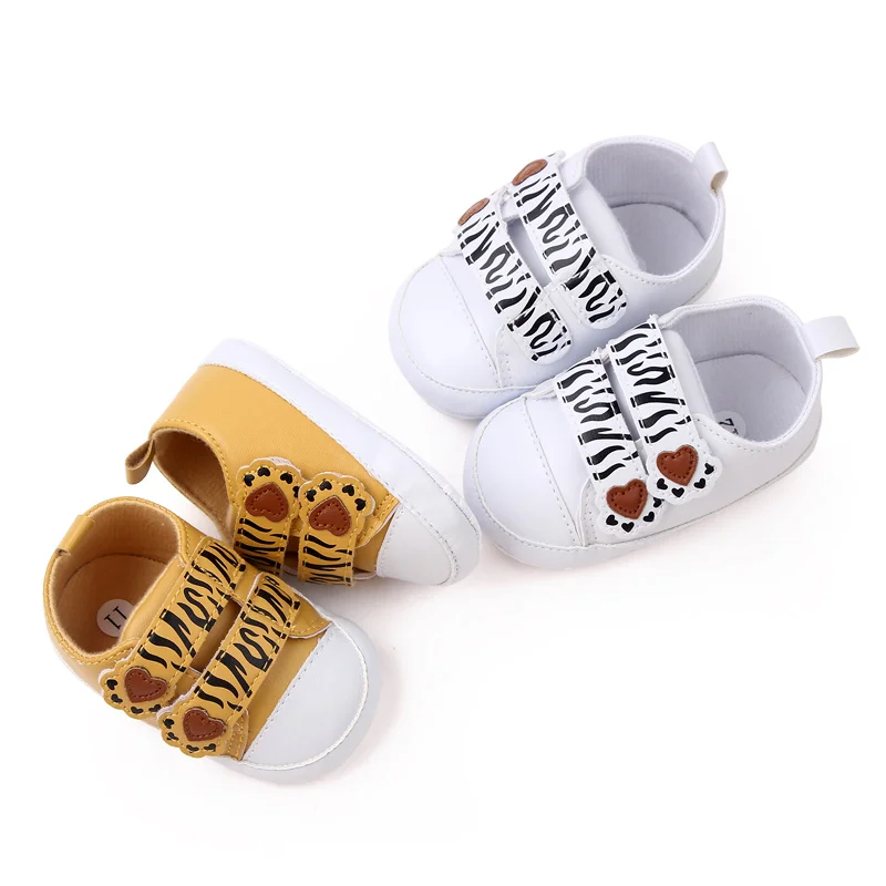 New Arrival Cute Foot Printing Hook&loop Soft PU Leather Baby Casual Boy Shoes Prewalker Shoes