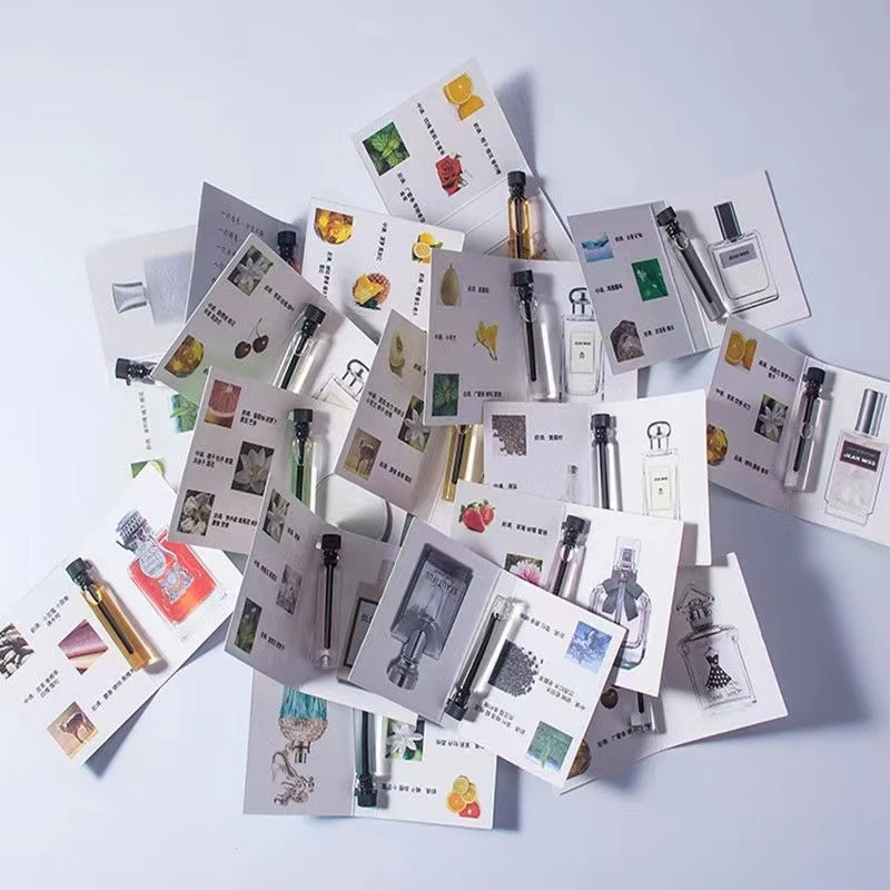 Wholesale Brands Custom Logo Printing Brochure Perfume Sample Card Printing Packaging Cards with Bottle