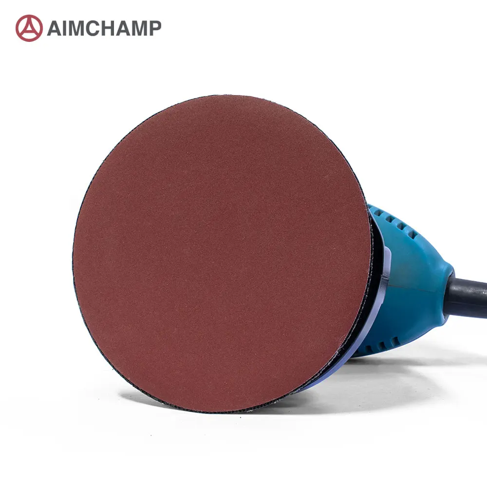 Aimchamp No Holes Abrasive Disc Manufacturers 5inch Red A/O Round Sandpaper Sanding Discs