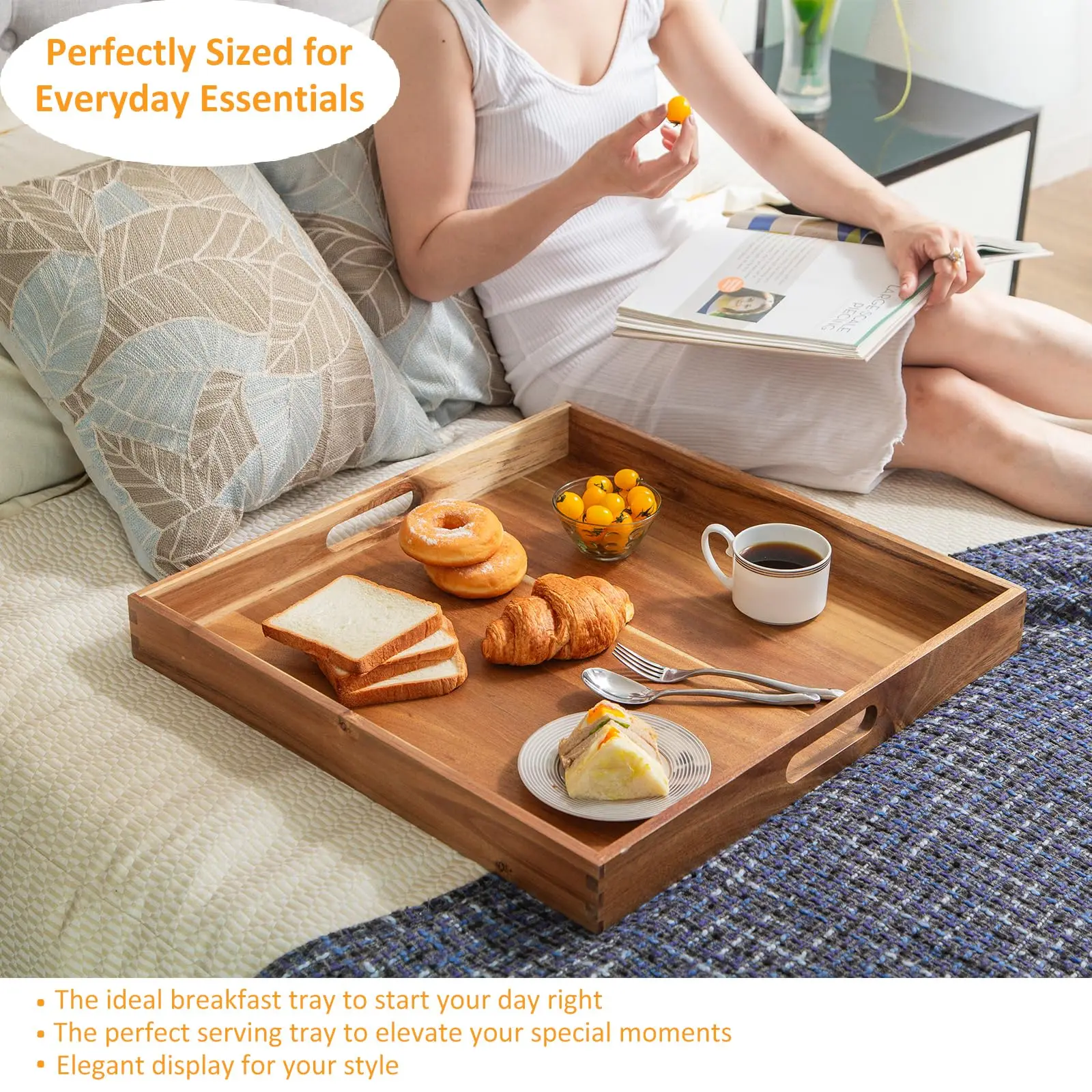 product custom wood serving tray handmade rustic wooden platter with handles for coffee table bar  kitchen food safe serving board-9